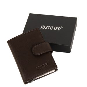 Justified Bags Leather Nappa Credit Case Holder Brown + Box