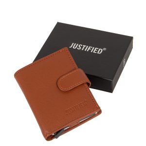 Justified Bags Leather Nappa Credit Case Holder Cognac + Box