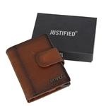 Justified Bags Burned Leather Creditcard Holder Coinpocket + Box Cognac