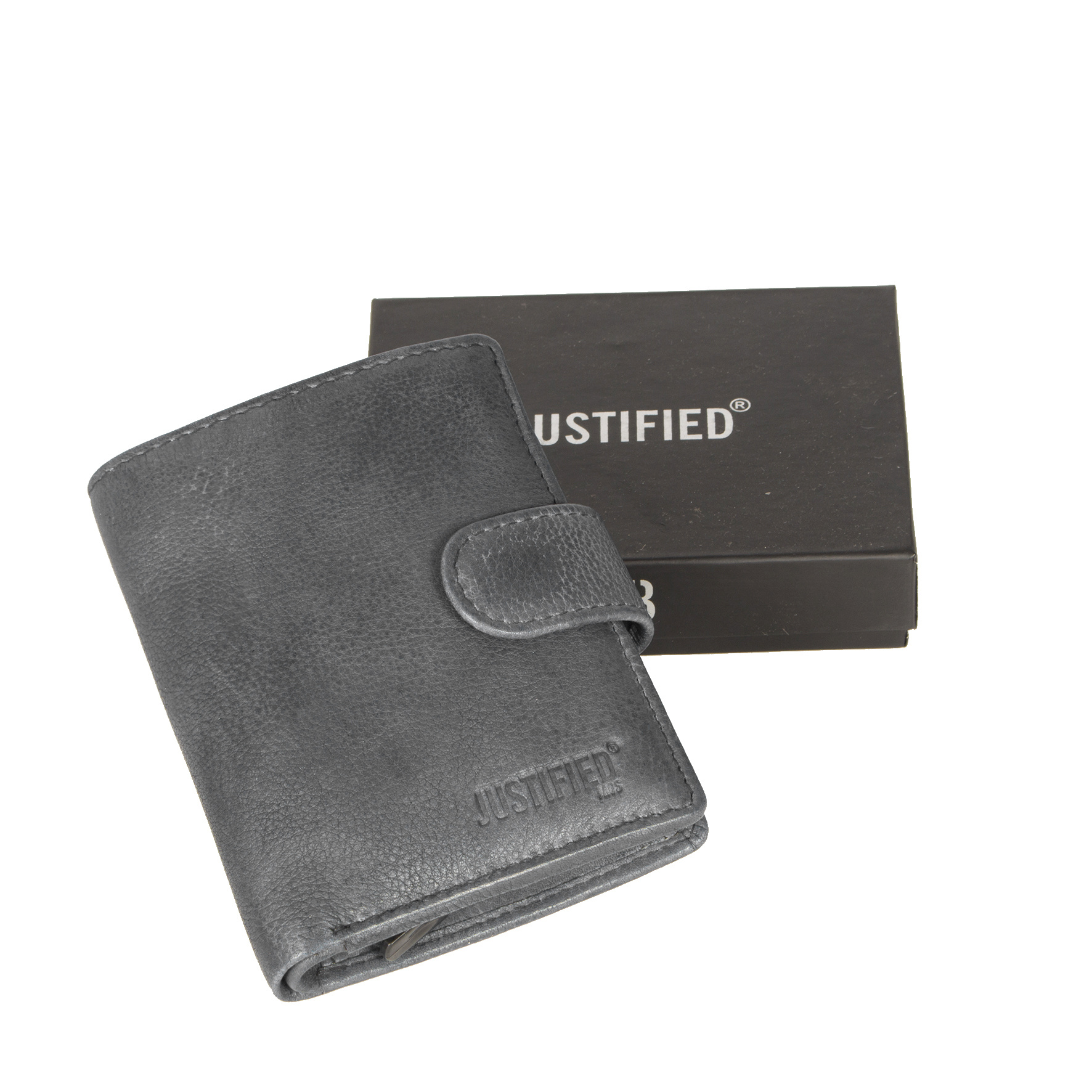Justified Bags Kailash Leder Creditcard Holder Grey + Coin Pocket + Box Justified Bags Kailash Leder Creditcard Holder Grey + Coin Pocket + Box