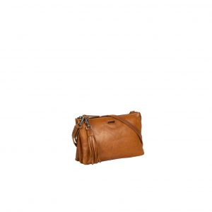 Justified Bags Justified Bags® Nynke 3 Compartimenten 1 Top Zip Schoudertas Cognac