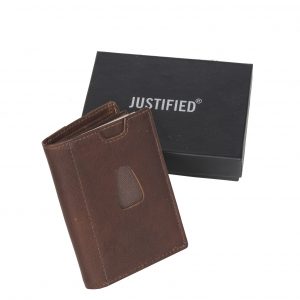 Justified Bags Leather Nappa 12 Card Holder Brown Coins Pocket Inside + Box - Copy