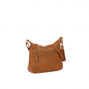 Justified Bags Justified Bags® Nynke Double Top Zip Schoudertas Cognac