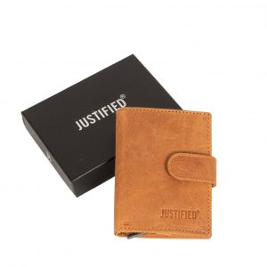 Justified Bags Leather Hunter Credit Case Holder Cognac + Box