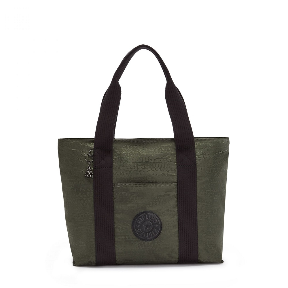 Kipling Era Medium Shopper Tote Urban Green Jaquard Kipling Era Medium Shopper Tote Urban Green Jaquard