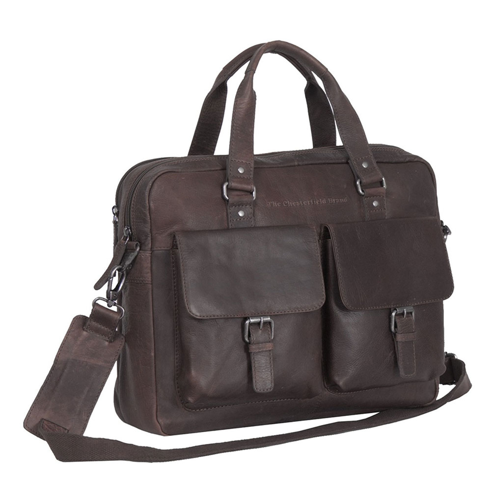 Chesterfield Dylan Laptop Schoudertas 17" Brown Chesterfield Dylan Laptop Schoudertas 17" Brown