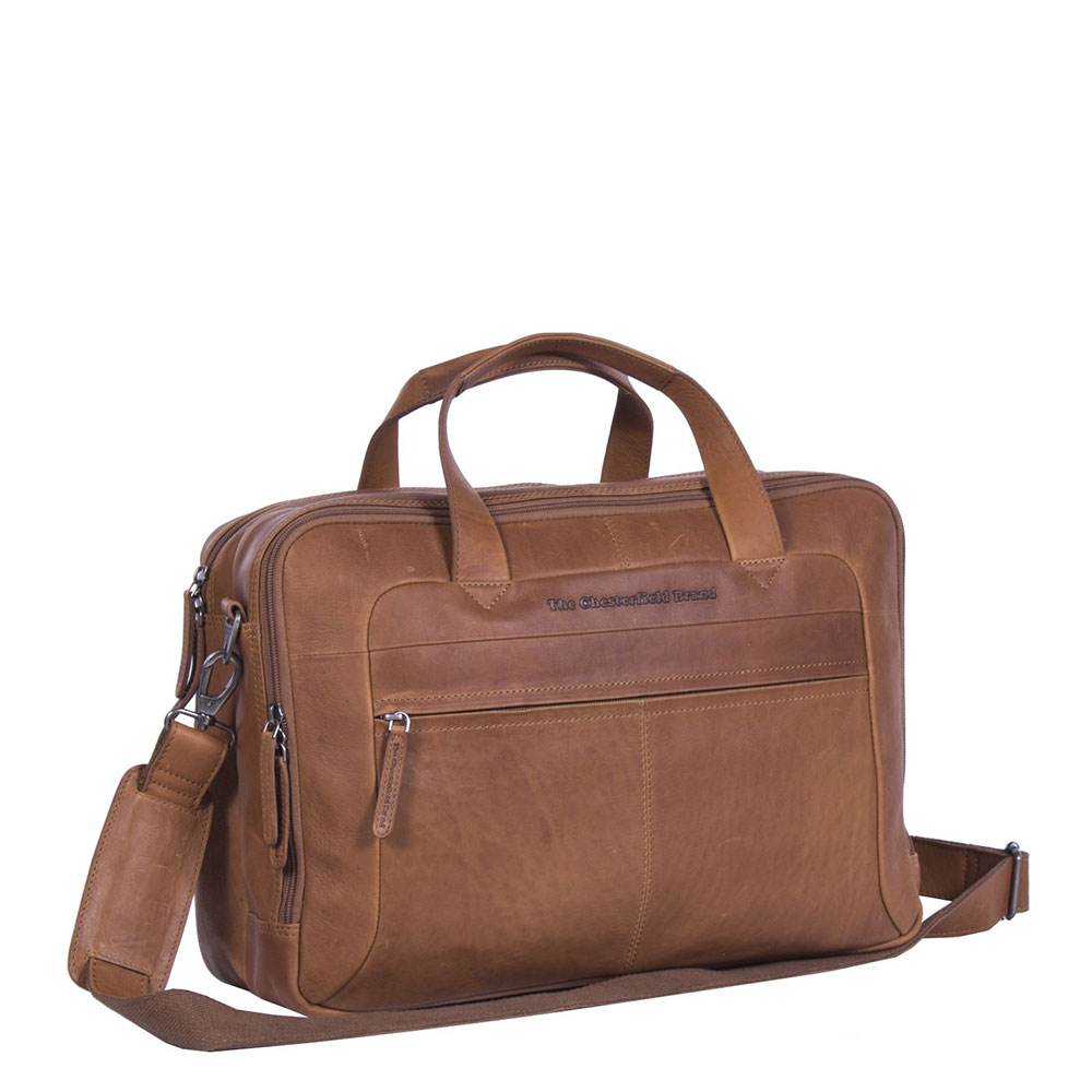 Chesterfield Ryan Laptop Schoudertas Large 17" Cognac Chesterfield Ryan Laptop Schoudertas Large 17" Cognac