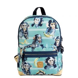 Pick & Pack Cute Rugzak M Chimpanze Blue Green