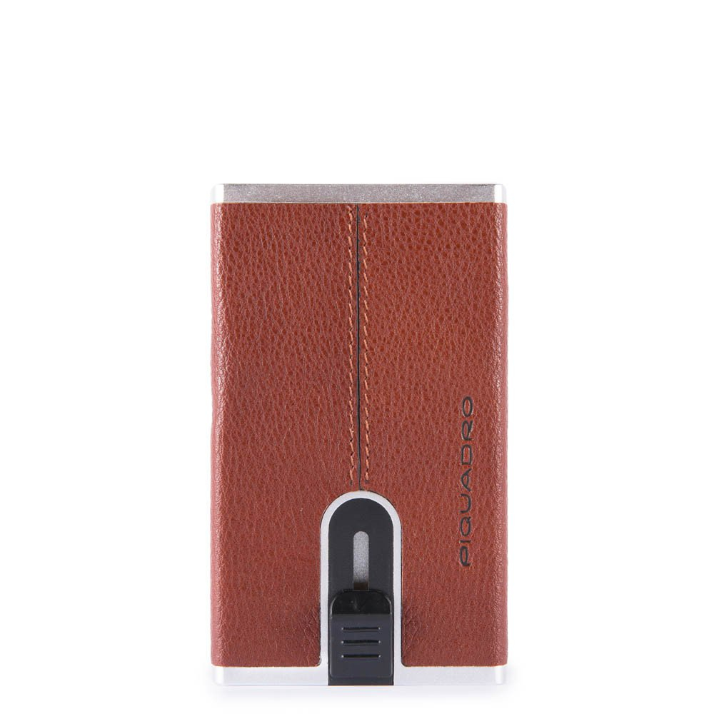 Piquadro Black Square Creditcard Case With Sliding System Tobacco Piquadro Black Square Creditcard Case With Sliding System Tobacco