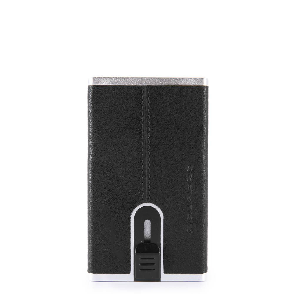 Piquadro Black Square Creditcard Case With Sliding System Black Piquadro Black Square Creditcard Case With Sliding System Black