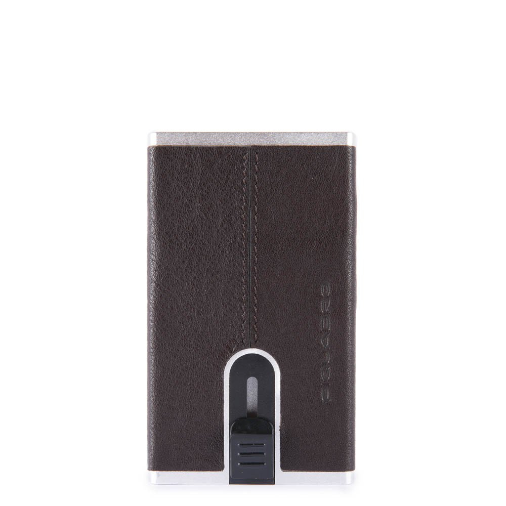 Piquadro Black Square Creditcard Case With Sliding System Dark Brown Piquadro Black Square Creditcard Case With Sliding System Dark Brown