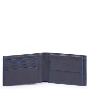 Piquadro Blue Square S Matte Men's Wallet With Flip Up/Coin Pocket Blue
