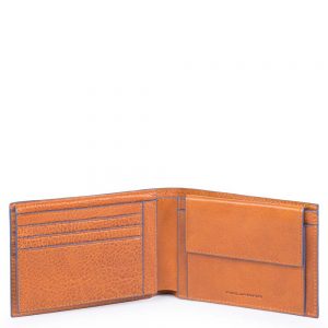 Piquadro Blue Square S Matte Men's Wallet With Flip Up/Coin Pocket Tobacco