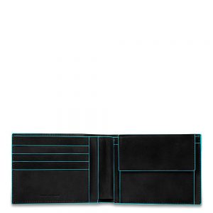 Piquadro Blue Square Men's Wallet With Coin Pocket Black