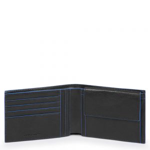 Piquadro Blue Square S Matte Men's Wallet With Coin Pocket RFID Black