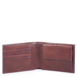 Piquadro Blue Square S Matte Men's Wallet With Coin Pocket RFID Dark Brown
