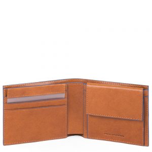 Piquadro Blue Square S Matte Men's Wallet Two Cards With Coin Pocket Tobacco