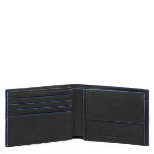 Piquadro Blue Square S Matte Men's Wallet With Flip Up ID Black