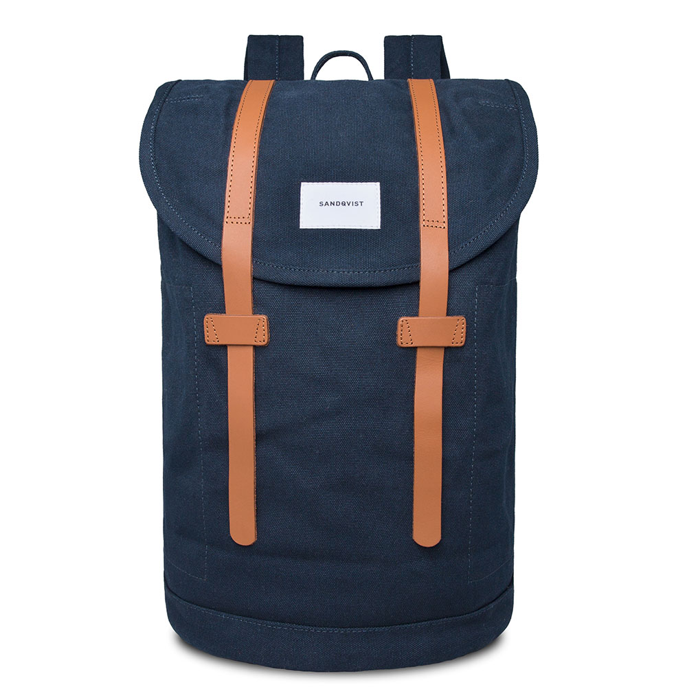 Sandqvist Stig Large Backpack Navy Blue/Cognac Sandqvist Stig Large Backpack Navy Blue/Cognac