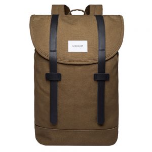 Sandqvist Stig Backpack Dark Olive/Black Leather