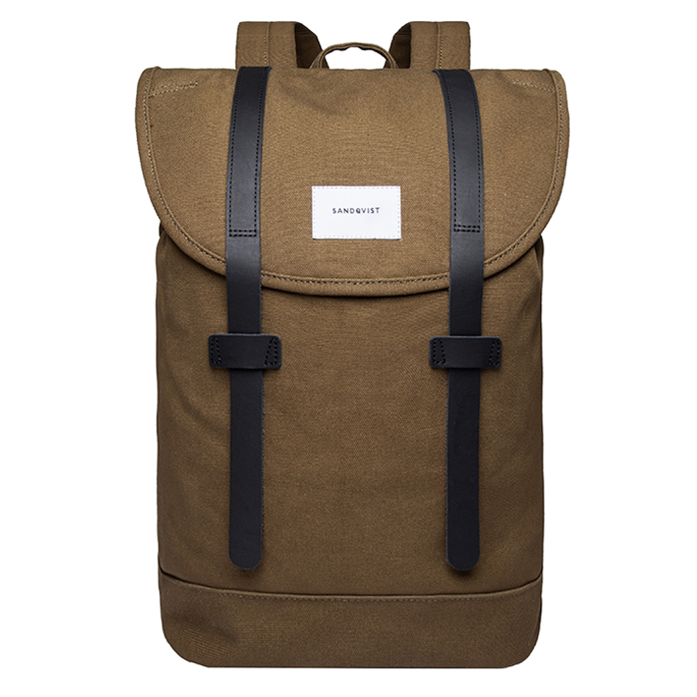 Sandqvist Stig Backpack Dark Olive/Black Leather Sandqvist Stig Backpack Dark Olive/Black Leather