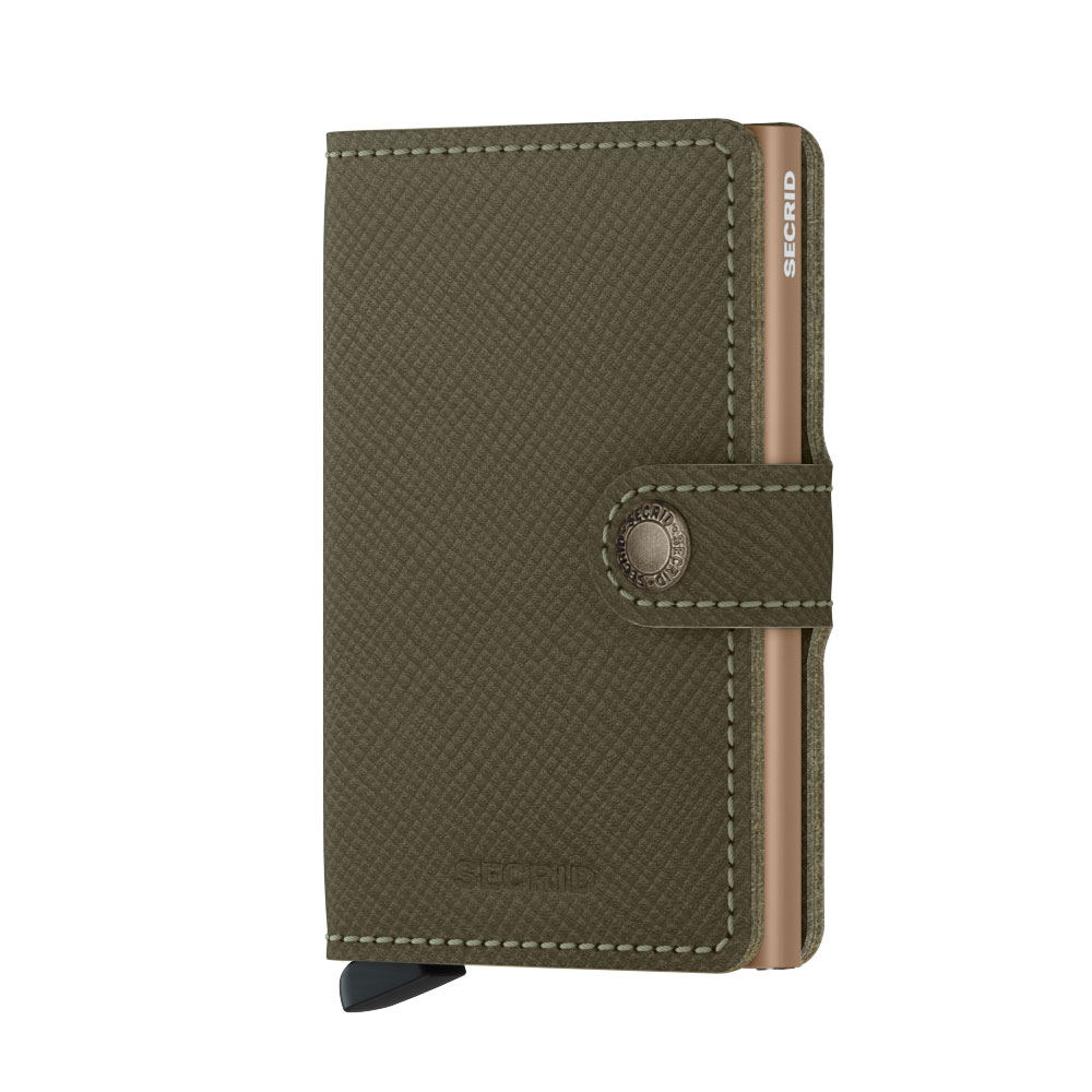 Secrid Mini Wallet Portemonnee Saffiano Olive Secrid Mini Wallet Portemonnee Saffiano Olive