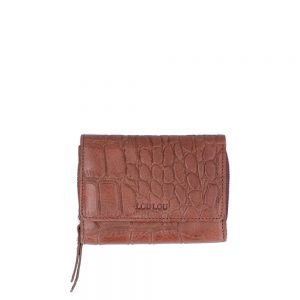 LouLou Essentiels Vintage Croco Silver Wallet Small Cognac